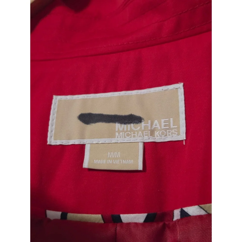 Michael Kors Red Hooded‎ Trench Coat Jacket Womens Medium New With Tags